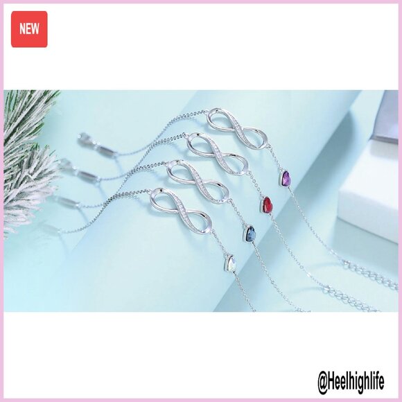 Sterling Silver Infinity Heart Charm Bracelet Adjustable Link Jewelry Gift - Picture 8 of 8